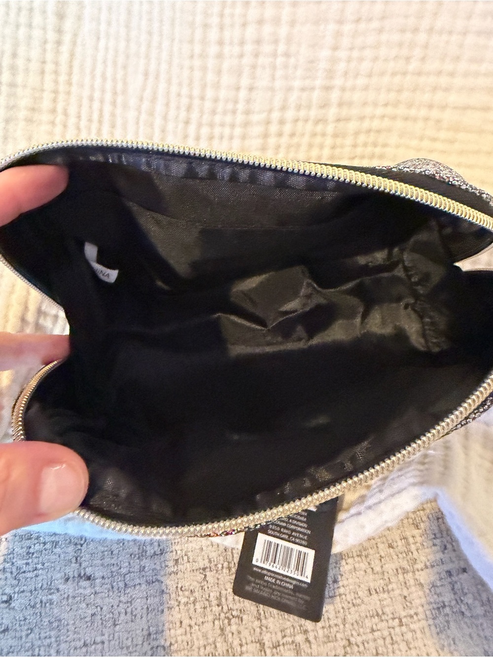 Bebe Iridescent Glitter Cosmetic Pouch - Silver NWT. - Picture 4 of 7